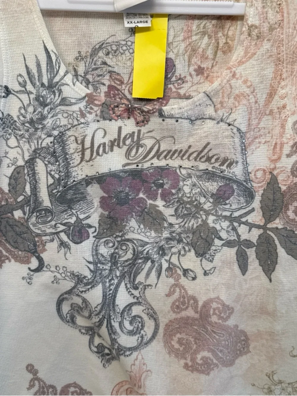 Harley-Davidson Cream Floral Paisley Sleeveless Tank - Picture 3 of 7